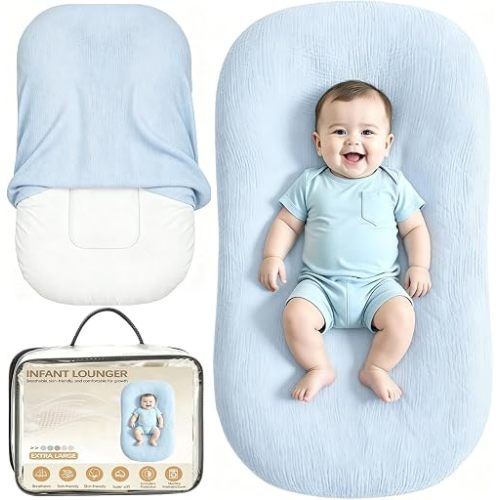 Infant Support Cushion, Extra Large Muslin Baby Lounger for Newborn 0-24M