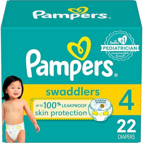 Pampers Baby Diapers - Swaddlers - Size 4, 22 Count, Ultra Absorbent Disposable Infant Diaper
