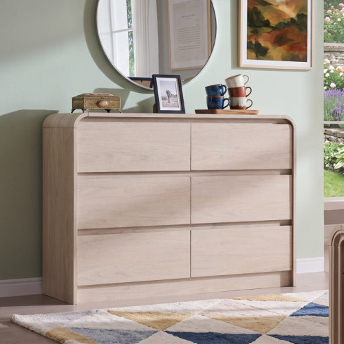 Ebern Designs Maud Modern Drawers Dresser for Bedroom, Wide Wood Dressers & Chests of Drawers w/Curved Profile Design & Reviews | Wayfair