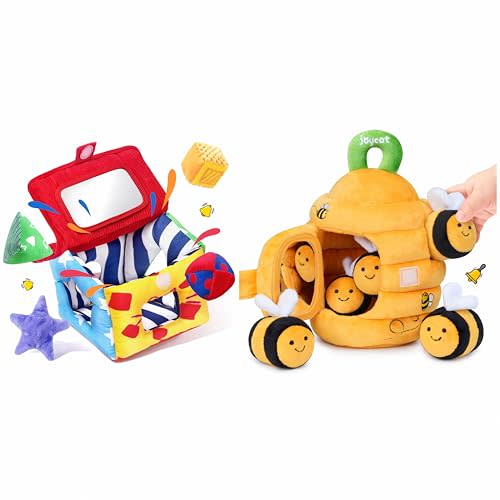 JoyCat Baby Beehive Toy Baby Toys 6-12 Months, Soft Shape Sorter Toy with 4 Fabric Shapes, Infant Sensory Toy for 0-6 3-6 12-18 Months, Baby Shower Birthday Gift Boy Girl