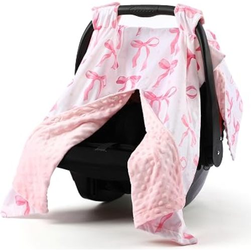AceOrbit Pink Bow Car Seat Cover Baby Girl Winter Warm Gift, Universal Fit