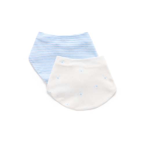 Purebaby 2 Pack Essential Dribble Bib - Pale Blue Bear Pack