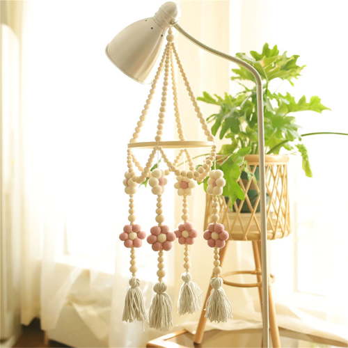 SINIMOKO Baby Crib Mobile Wooden Wind Chime Bed Bell,Neutral Baby Crib Mobile,Baby Mobile for Crib,Handmade Baby Mobile, Flower Baby Ceiling Mobile Baby Nursery Decoration