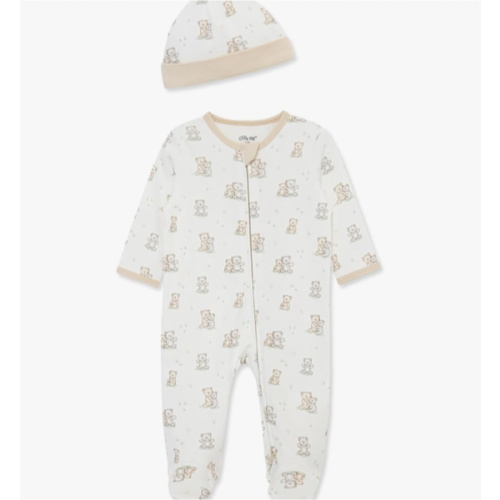 Little Me Baby Boy Clothes 2-Piece Baby Sleeper and Cap Set, 100% Cotton Footies Baby Essentials