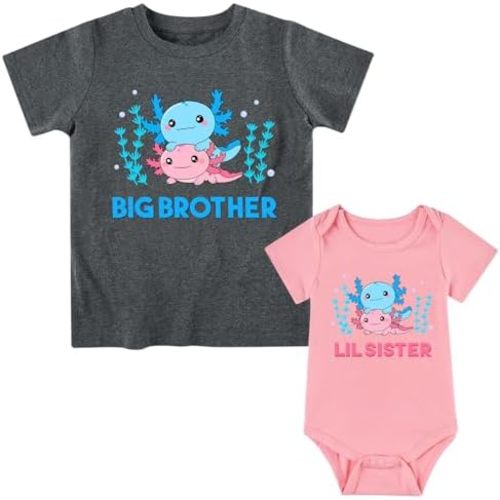 Funnycokid Big Brother Little Sister Matching Outfits Baby Girl Clothes Toddler Boys T-Shirt Announcement Gift