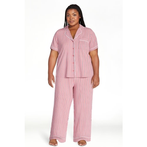 Joyspun Women's Dreamy Soft Collection Notch Collar Top and Capri Pants Pajama Set, 2-Piece, Sizes XS-3X