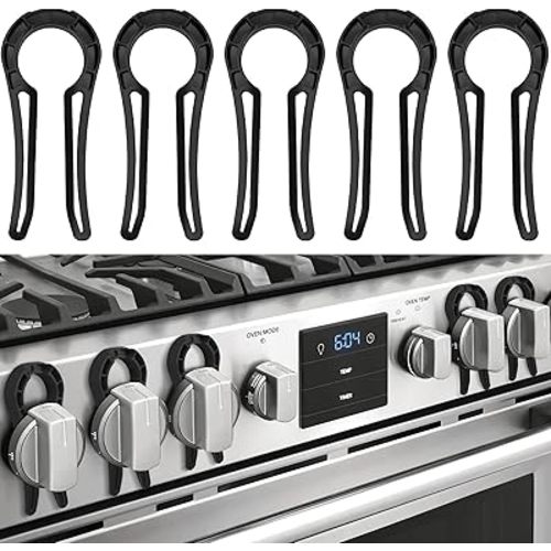 Gas Stove Knob Locks, 5 Pack Stove Knob Locks for Child Safety, Heat-Resistant, Baby Proof Oven Knob Covers Lock for Kids and Pets (Black)
