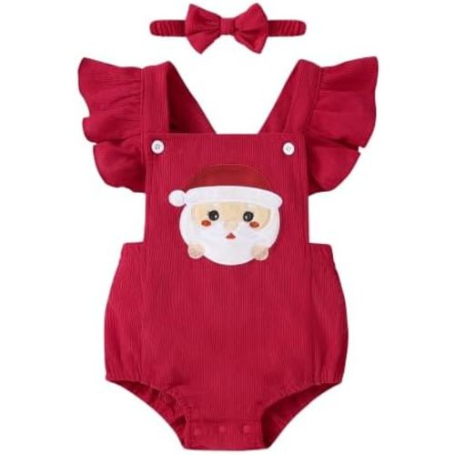 GEMLON Newborn Girl Clothes Ruffled Sleeveless Embroidery Romper 0-18M