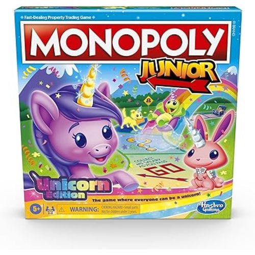 Monopoly Junior: Unicorn Edition Board Game | Magical-Themed Indoor Family Game | 2 to 4 Players | Preschool Games | Kids Gifts | Ages 5 and Up (Amazon Exclusive)