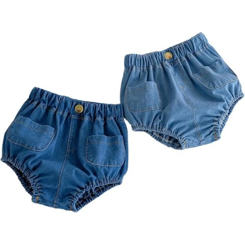 Colorful Childhood Toddler Denim Bloomers Shorts Baby Girls Boys Loose Harem Shorts 2pcs