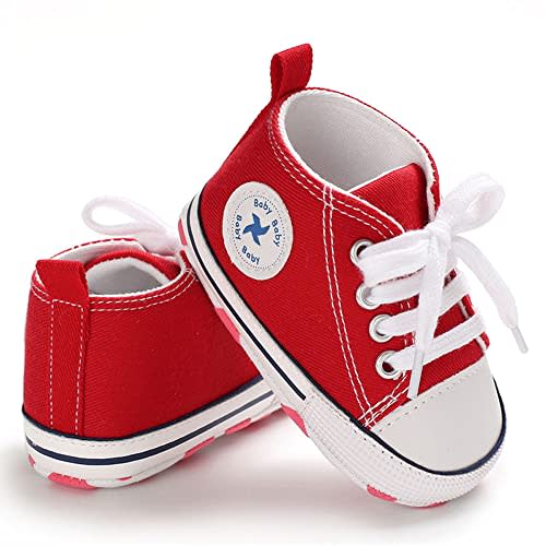 Unisex Baby Girls Boys Shoes Infant Soft Sole Canvas Newborn First Walkers High Top Anti-Slip Sneakers