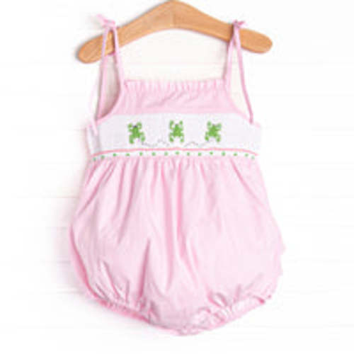Little Leap Frog Smocked Ruffle Bubble, Pink – Stitchy Fish