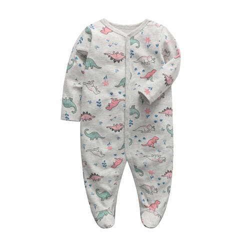 Zhuashum Onesies 0-3 Months Long Sleeve Baby Soft Jumpsuit Romper Cartoon Footies Romper Adorable Outfits Grey