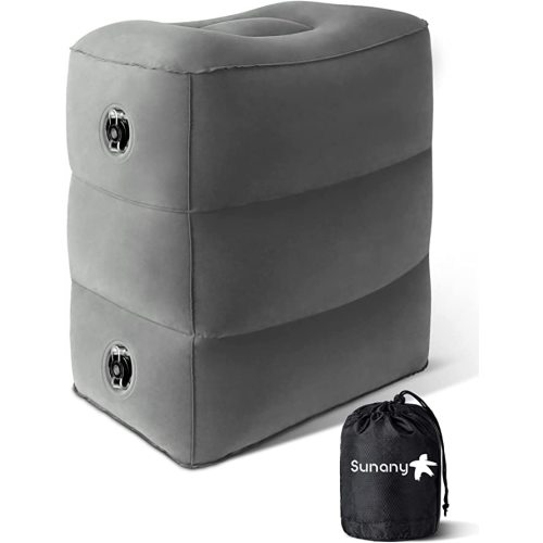 Sunany Inflatable Foot Rest Pillow for Travel, Kids/Adults Airplane Travel Pillow-Adjustable Height Cushions,for Kids to Sleep While Traveling,Suitable for Office, Home and Any Travell (1 Pack)