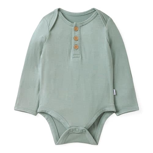 Little Sleepies Newborn Henley Bodysuit, Soft Viscose from Bamboo Long Sleeve Bodysuit for Baby Boys & Girls, Baby Clothes