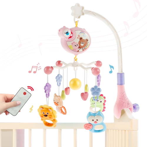 Keyohome Baby Crib Mobile Toys,Crib Music Mobile Hanging Toys,Hanging Rotating Rattles,with Light,for Unisex 1+ Years,18.89" x 15.74"