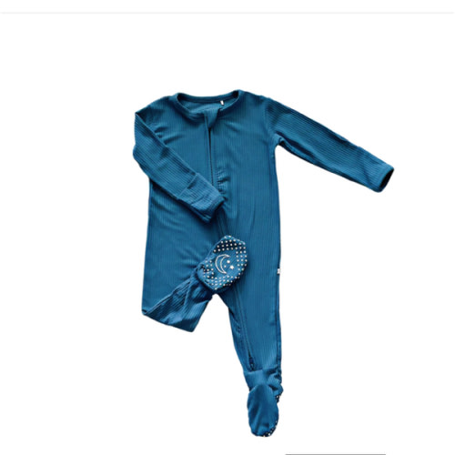 Blue Ribbed footed Onesie