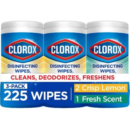 Clorox Fresh Scent and Crisp Lemon Limited Edition Back to School Variety Pack Disinfecting Cleaning Wipes - 225ct/3pk