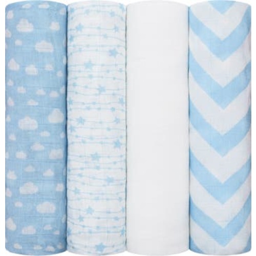 Muslin Swaddle Blankets, 4 Pack