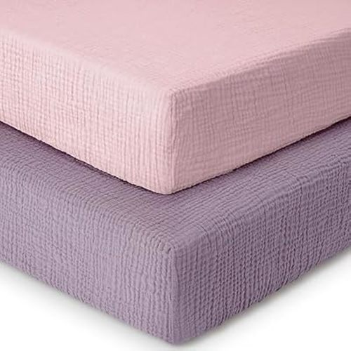 Dreamology Muslin Crib Sheet for Baby Girl Boy 2 Pack,Standard Crib Sheet