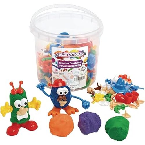 Colorations - BUILDME Creative Creatures Dough Builders (Includes 260 pieces) - Dough & Molding Clay Accessories for Kids - Screen-Free Play Time - Builds Animals & Characters