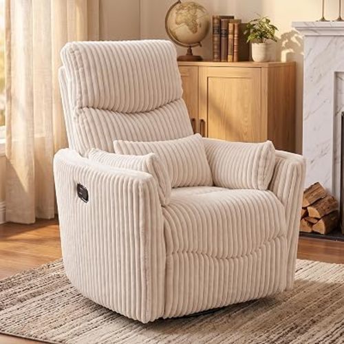 Swivel Recliner Chair, Nursery Rocking Glider Chair, Beige