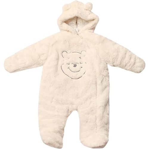 Magic Threadz Disney Clothes Baby Boys Hooded Pram Suit – Fleece Footed Coverall with Ears, Winnie the Pooh Outfit (0–6/9M)