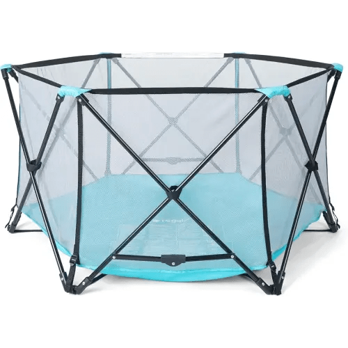 Regalo Safety My Play Portable Baby Playpen & Play Yard, Foldable 6-Panel Indoor Outdoor Playpen for Babies & Toddlers, Mesh Sides, Washable Fabric, 48”, Aqua/Black