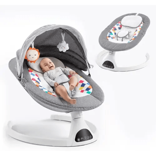 Baby Swing for Infants,Electric Bouncer for Babies,Portable Swing for Baby Boy Girl,Remote Control Indoor Baby Rocker with 5 Sway Speeds,Music and Bluetooth,Deep Gray