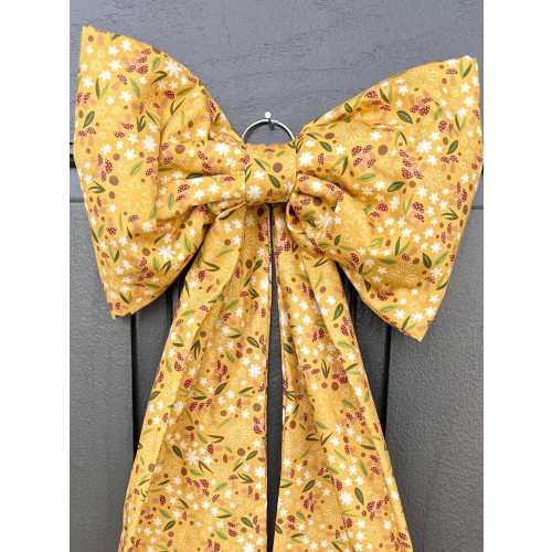 Fall Mustard mushrooms and leaves Wreath bow Oversized Bow fall bow fall decor fall porch decoration fall colors wreath big bow