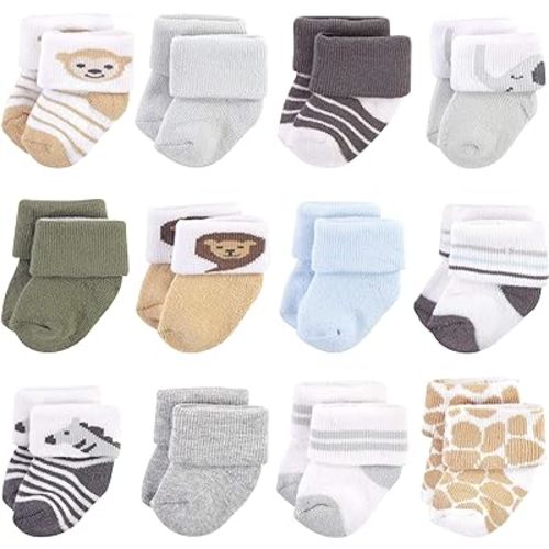 Hudson Baby Baby Girls' Cotton Rich Newborn and Terry Socks