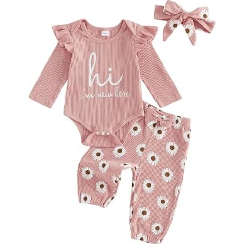Newborn Baby Girl Fall Outfit Set Romper Pants Infant Clothes