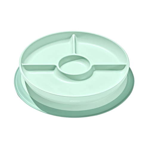 OXO Tot Baby and Toddler Stick and Stay Suction Divided Plate for 6+ Months, Opal