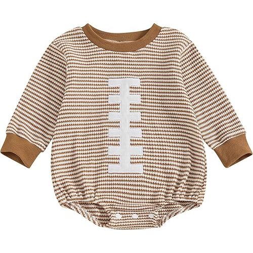 Baby Football Outfit Newborn Boy Girl Waffle Long Sleeve Bubble Romper Infant Fall Winter Clothes