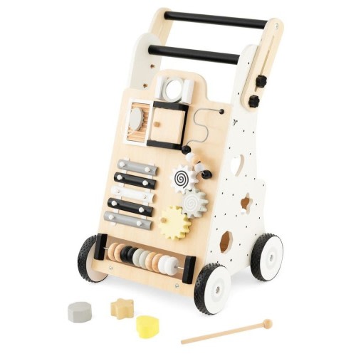 Costway Wooden Baby Walker Push &Pull Learning Walker w/Double Handles Activity Center Walking Toy Kids Playroom