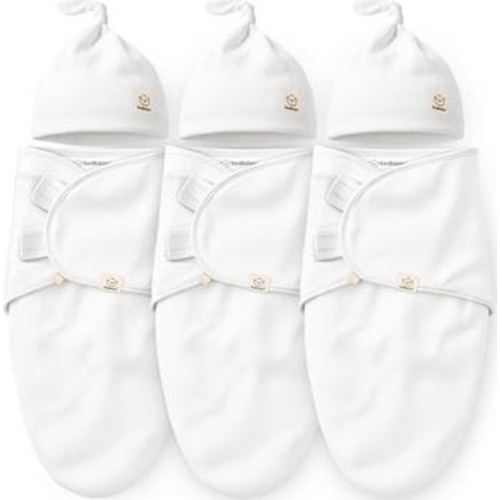 3-Pack Soothe Swaddle Wraps with Knot Hats, Medium