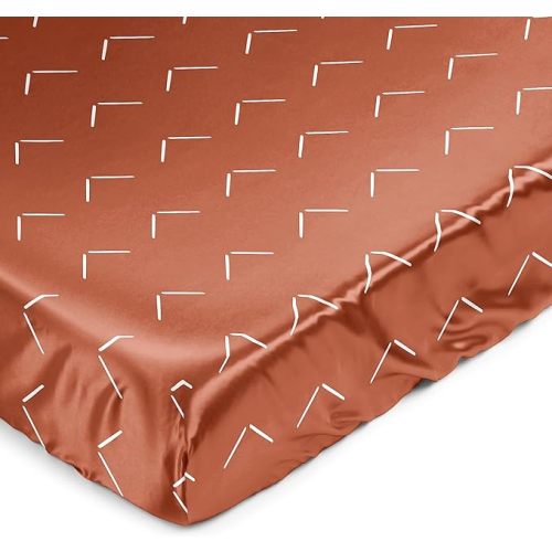 Sweet Jojo Designs Orange Rust Boho Arrow Boy Girl Gender Neutral Baby Satin Fitted Crib Sheet Infant Newborn Nursery Toddler Bed Room Standard Ivory Modern Bohemian Farmhouse Southwest Shabby Chic