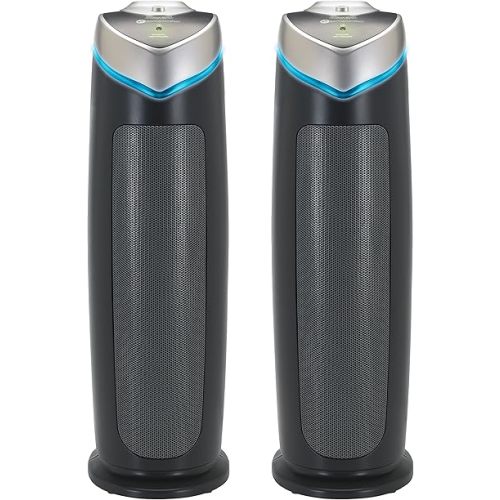 GermGuardian Air Purifier for Home with HEPA Pure Filter, for Wildfire Smoke, Pet Dander, Pollen, Odors, Large Rooms Up To 743 Sq. Ft., Removes 99.97% Pollutants, UV-C, 2-Pack, 22", AC48252PK, Gray