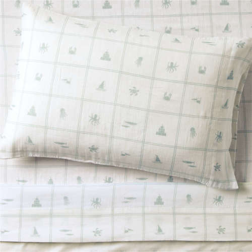 Crewe Blue Coastline Supersoft Organic Cotton Kids Twin Sheet Set by Jake Arnold