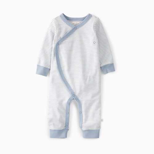 Little Planet Organic Cotton Wrap Sleep & Play Pajamas in Stripes - Blue