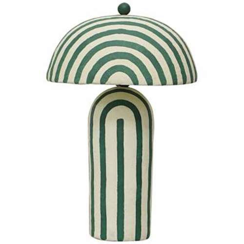 TOV Maiori 18 1/2" Dark Green Striped Papier Mache Modern Table Lamp - #3486J | Lamps Plus