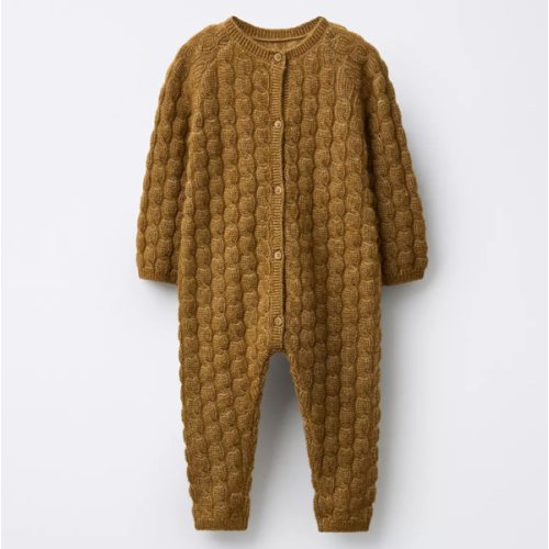 CABLE KNIT LONG JUMPSUIT - Ocher | ZARA United States