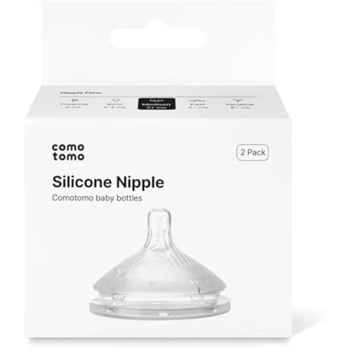 Comotomo (Gen 2) Silicone Replacement Nipple, Medium Flow (3-6mo), 2 Count