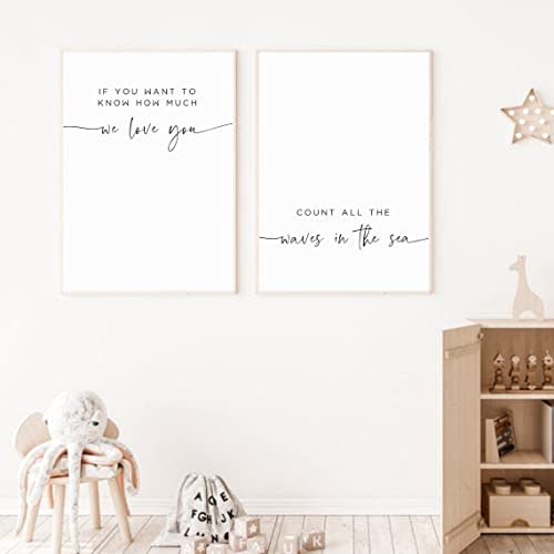 NATVVA If You Want to Know How Much We Love You Count All the Waves in the Sea Canvas Print Poster Canvas Art Prints Painting Picture Artwork Nursery Wall Decor No Frame