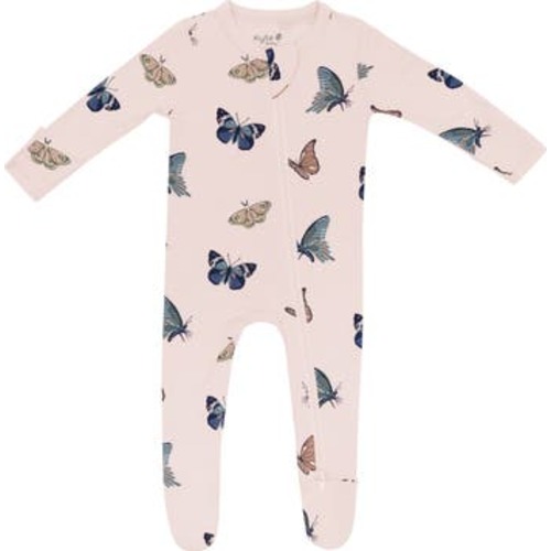Blush Butterfly Zip-Up Footie, 0-3M