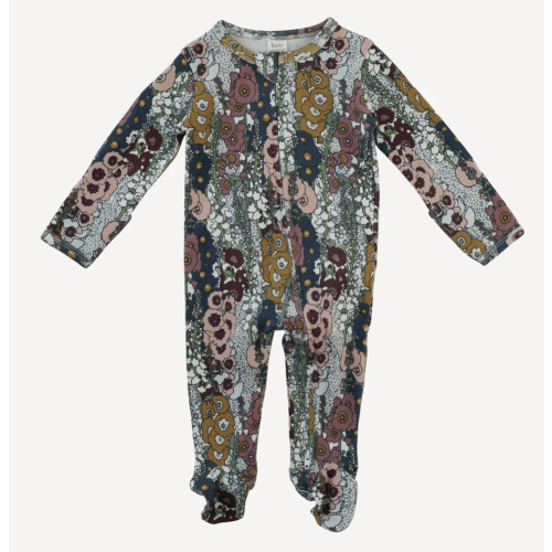 long sleeve two way zipper footie | hollyhock | organic cotton interlock