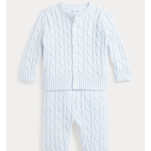 Cable-Knit Cotton Cardigan & Pant Set