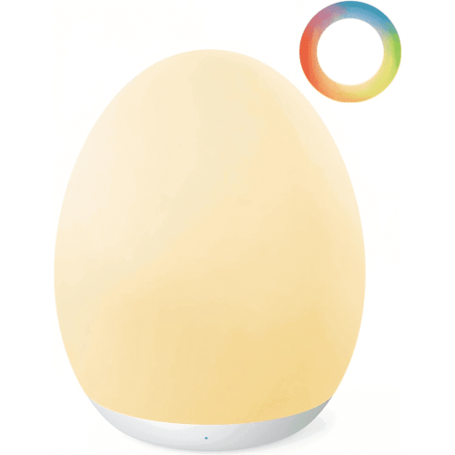 GIPOYENT Egg Night Light, Touch Control Stepless Dimming, 7 Color Changing, Usb Rechargeable, 80H Battery, Timer, Silicone, Kids Bedroom