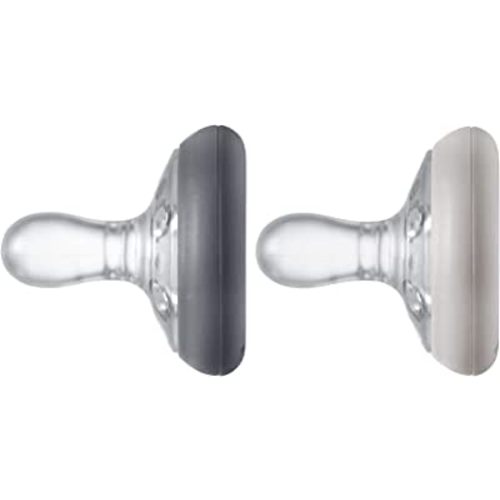 Tommee Tippee Breast-Like Pacifier, Skin-Like Texture, Symmetrical Design, BPA-Free Binkies, 0-6m, 2-Count, Slate/Cedar