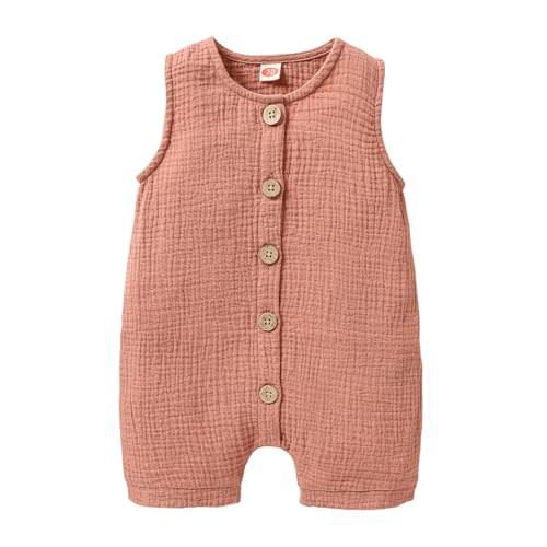 Cecobora Infant Newborn Baby Boys Girls Cotton Linen Romper Summer Jumpsuit Sleeveless Overalls Clothing Set